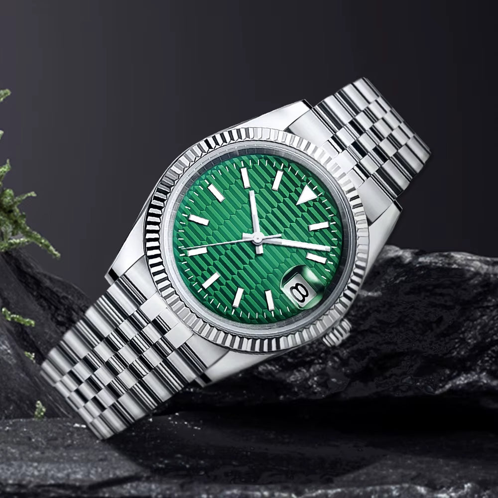36Mm NH35 Diamond Jungle Men'S Watches Automatic Mechanical Sapphire Dates Display Magnifier Watch for Man Reloj Et