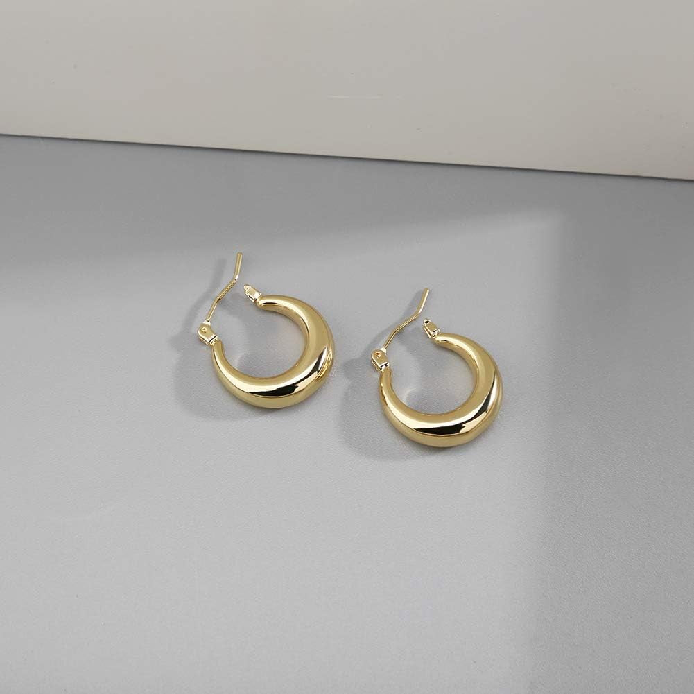 Chunky Gold Hoop Earrings for Women Cute Fashion Hypoallergenic Earrings Minimalist Jewelry Gift